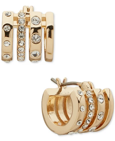 Karl Lagerfeld Paris Extra-Small Pave Multi-Row Hoop Earrings, 0.3"