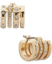 Karl Lagerfeld Paris Extra-Small Pave Multi-Row Hoop Earrings, 0.3"