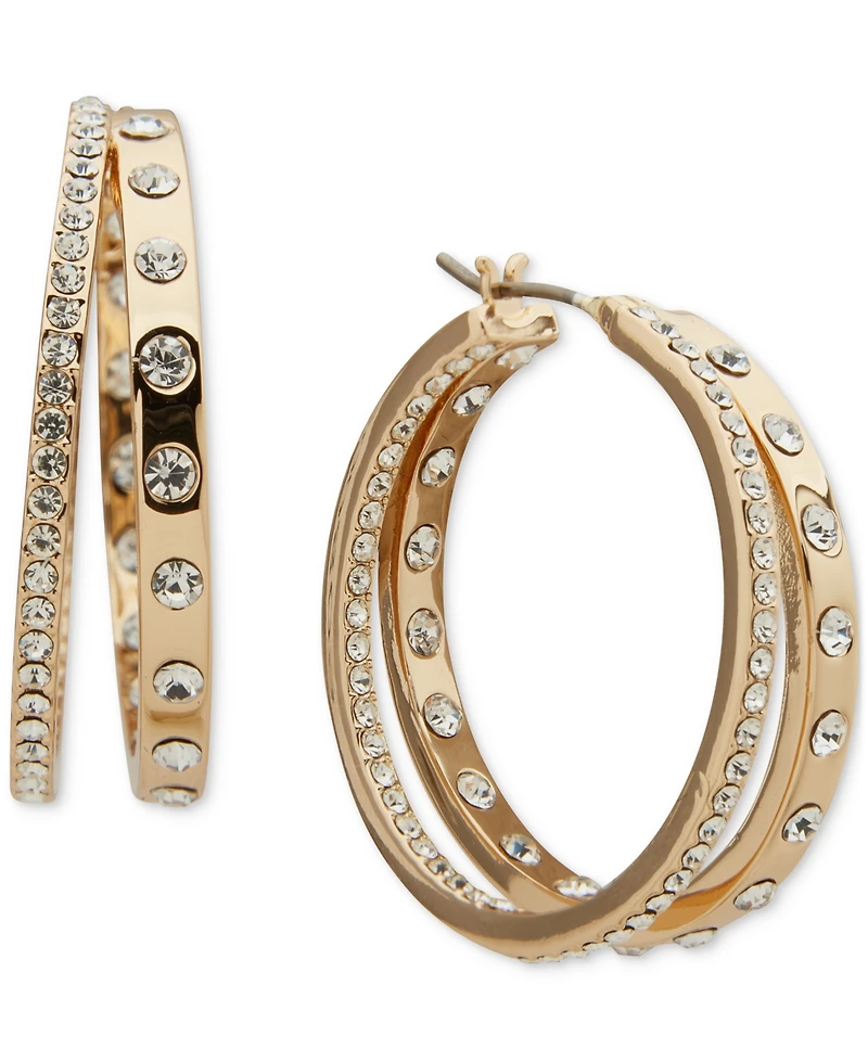 Karl Lagerfeld Paris Small Pave Split Hoop Earrings, 1"