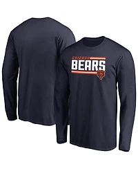 Fanatics Mto Label Men's Navy Chicago Bears Iconic Collection on Side Stripe Long Sleeve T-Shirt