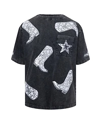 Gameday Couture Women's Gray Dallas Cowboys Cheerleaders Sequin Boots Oversized T-Shirt