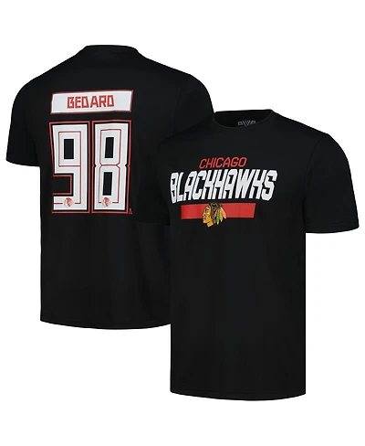 LevelWear Men's Connor Bedard Black Chicago Blackhawks Anthem Name Number Player T-Shirt