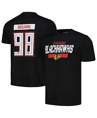 LevelWear Men's Connor Bedard Black Chicago Blackhawks Anthem Name Number Player T-Shirt