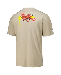 Freeze Max Men's Tan Batman Comics Spray Paint Loose Fit T-Shirt