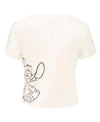 Freeze Max Women's Cream Lilo and Stitch Nose Kiss Baby Doll T-Shirt