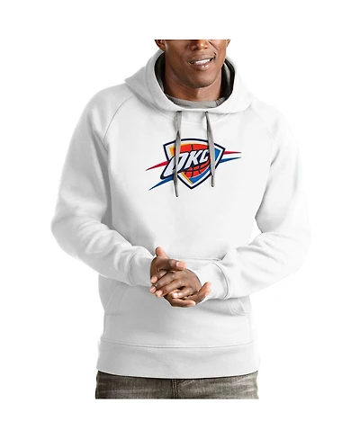 Antigua Men's White Oklahoma City Thunder Team Logo Victory Pullover Hoodie