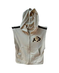 Wes & Willy Girls Toddler Tan Colorado Buffaloes Tri-Blend Sleeveless Full Zip Hoodie and Tiered Skirt Set