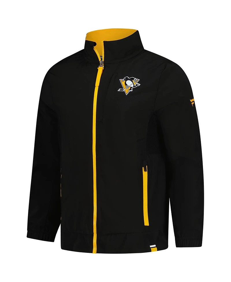 Fanatics Men's Black Pittsburgh Penguins Authentic Pro Rink Coaches Full-Zip Jacket