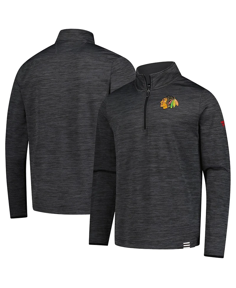 Fanatics Men's Heather Charcoal Chicago Blackhawks Authentic Pro Lightweight Quarter-Zip Pullover Hoodie