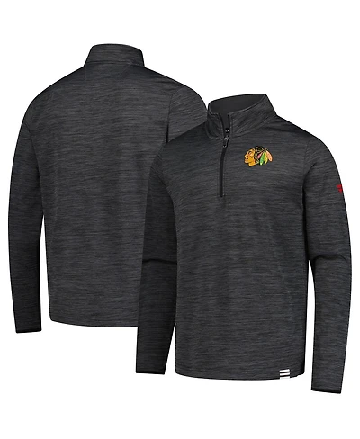 Fanatics Men's Heather Charcoal Chicago Blackhawks Authentic Pro Lightweight Quarter-Zip Pullover Hoodie