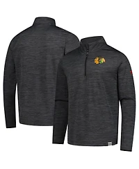 Fanatics Men's Heather Charcoal Chicago Blackhawks Authentic Pro Lightweight Quarter-Zip Pullover Hoodie