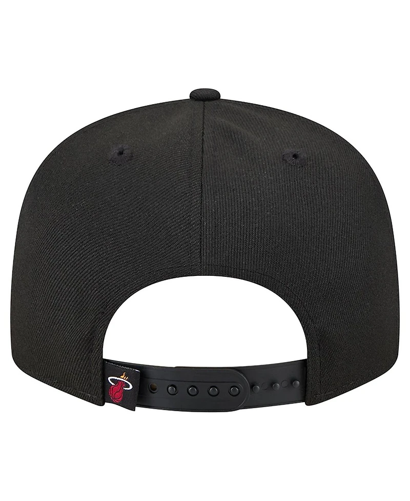 New Era Men's Black/Red Miami Heat Sport Night Splatter 2-Tone 9FIFTY Snapback Hat