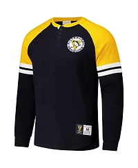 Mitchell & Ness Men's Black Pittsburgh Penguins Thermal Henley Long Sleeve T-Shirt