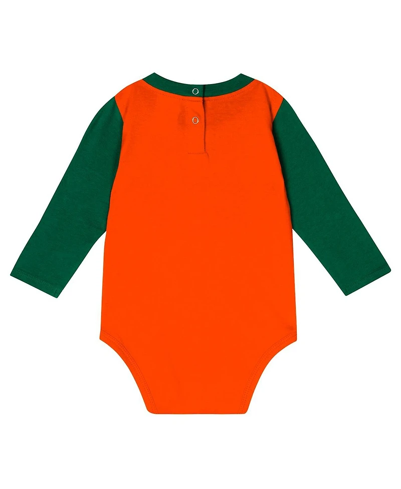Outerstuff Baby Boys and Girls 2-Piece Hunter Green Miami Hurricanes Double Up Long Sleeve Bodysuit Pants Set