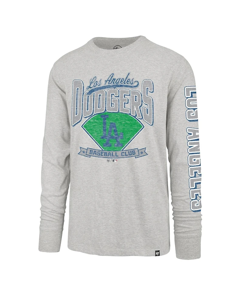 '47 Brand Men's Gray Los Angeles Dodgers Big Tall Distressed Franklin Long Sleeve T-Shirt