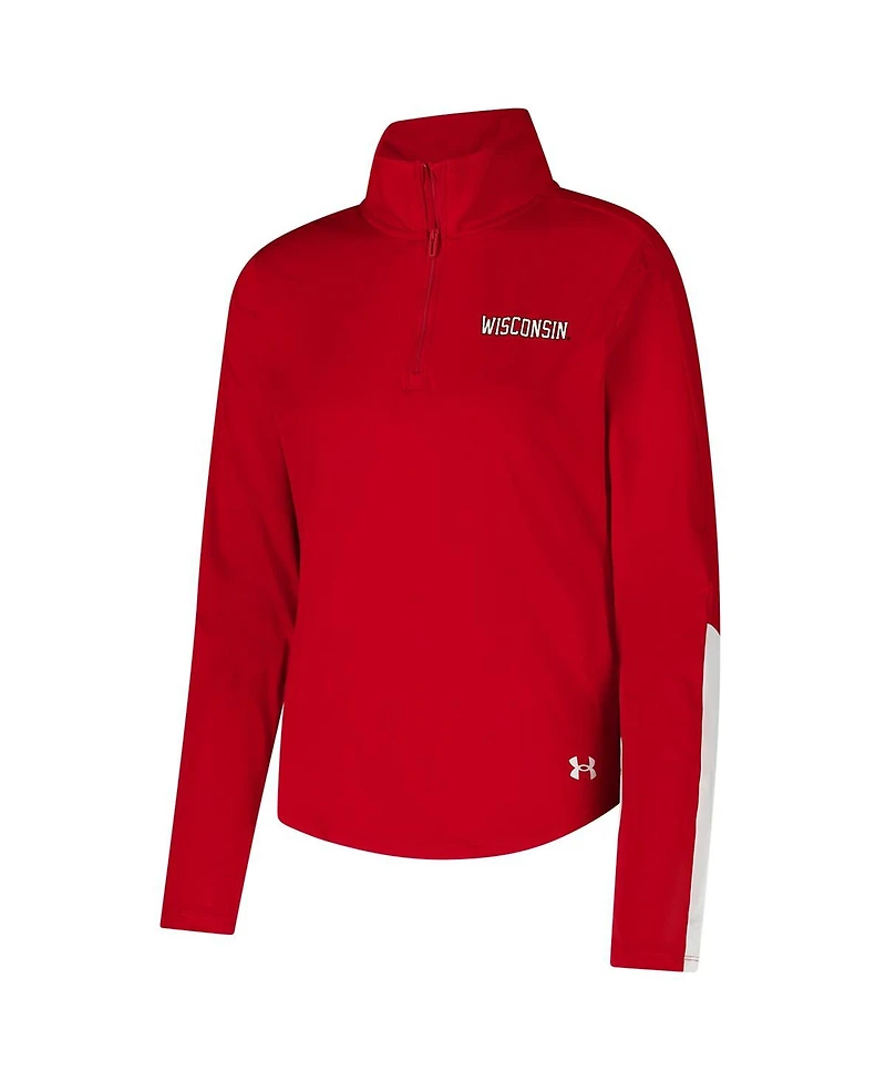 Under Armour Women's Red Wisconsin Badgers Gameday Knockout Sleeve Hit Quarter-Zip Jacket