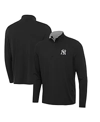 Antigua Men's Black New York Yankees Content Quarter-Zip Hoodie