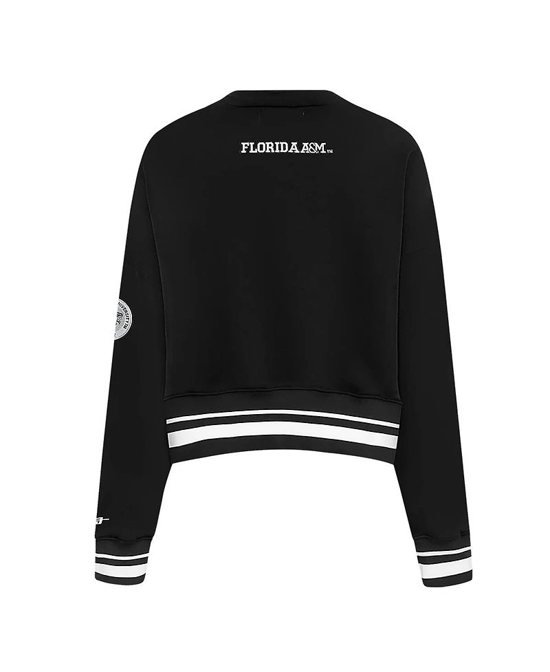 Pro Standard Women's Black Florida A&M Rattlers Cropped Pullover Sweatshirt