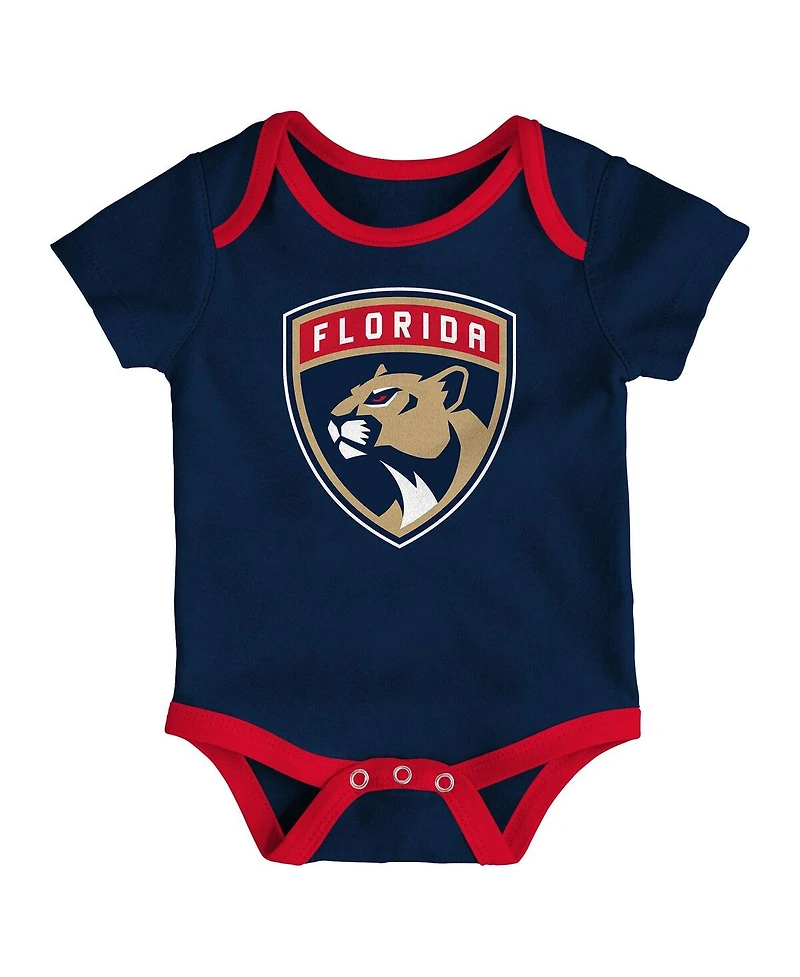 Outerstuff Baby Boys and Girls 3-Pack Florida Panthers Loyal Buddies Bodysuit Set