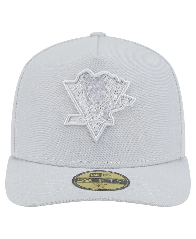New Era Men's Gray Pittsburgh Penguins Color Pack A-Frame 59FIFTY Fitted Hat
