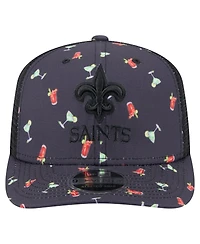New Era Men's Navy/Black New Orleans Saints Adventure Drinks Pattern 9SEVENTY Stretch-Snap Hat