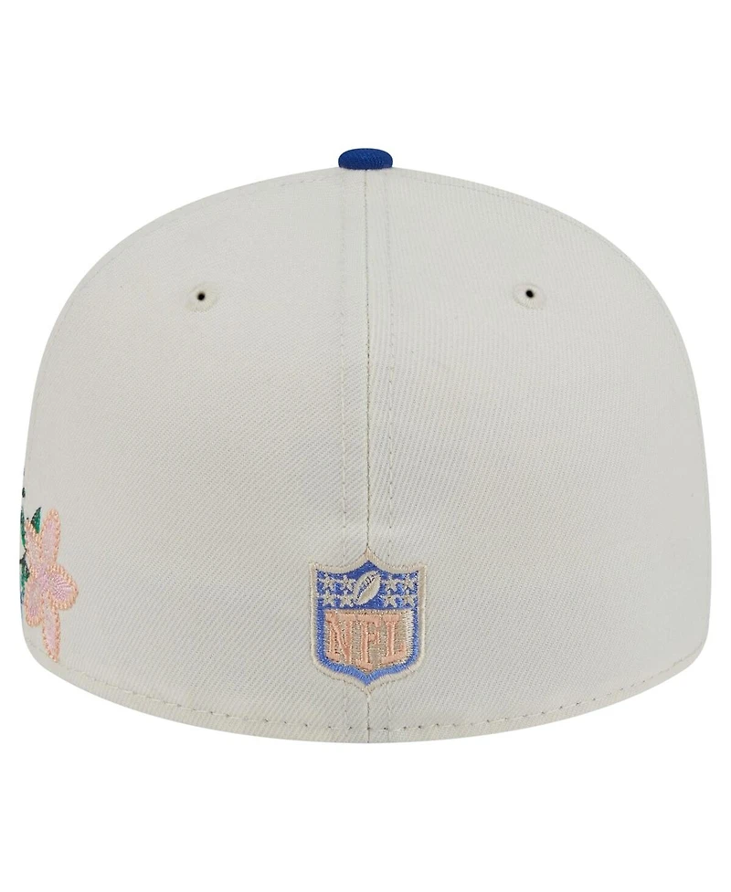 New Era Men's Cream/Royal York Giants Tonal Floral 59FIFTY Fitted Hat