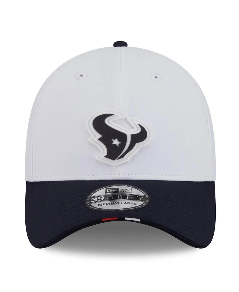 New Era Men's White/Navy Houston Texans 2025 Nfl Training Camp 39THIRTY Flex Hat