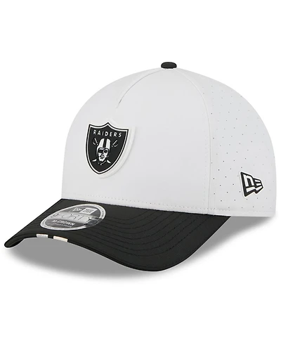 New Era Big Boys and Girls White/Black Las Vegas Raiders 2025 Nfl Training Camp A-Frame 9FORTY Adjustable Hat