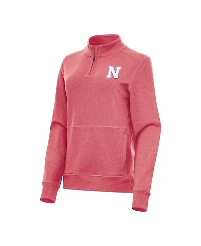 Antigua Women's Heather Red Nebraska Huskers Crush Quarter-Zip Fleece Sweatshirt