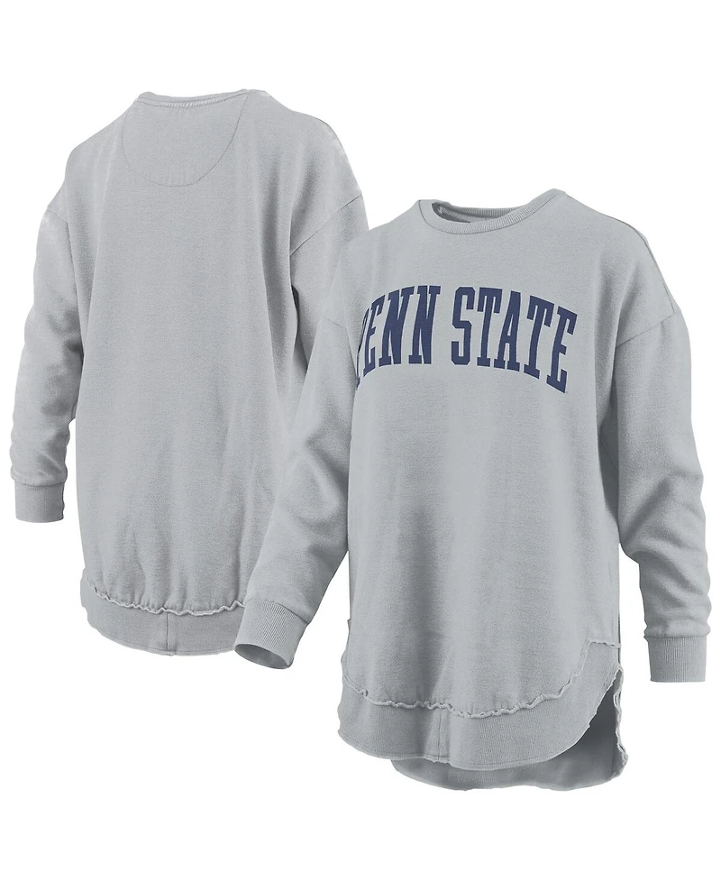 Pressbox Women's Gray Penn State Nittany Lions Melange Poncho Vintage Fleece Long Sleeve Pullover Sweatshirt