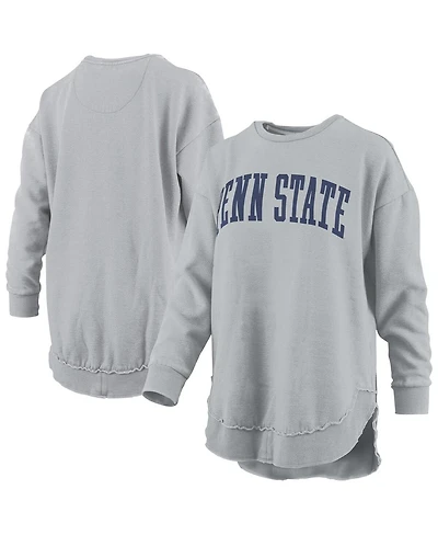 Pressbox Women's Gray Penn State Nittany Lions Melange Poncho Vintage Fleece Long Sleeve Pullover Sweatshirt