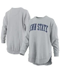 Pressbox Women's Gray Penn State Nittany Lions Melange Poncho Vintage Fleece Long Sleeve Pullover Sweatshirt