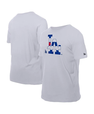 New Era Men's White Los Angeles Dodgers Cuban Flag Logo T-Shirt