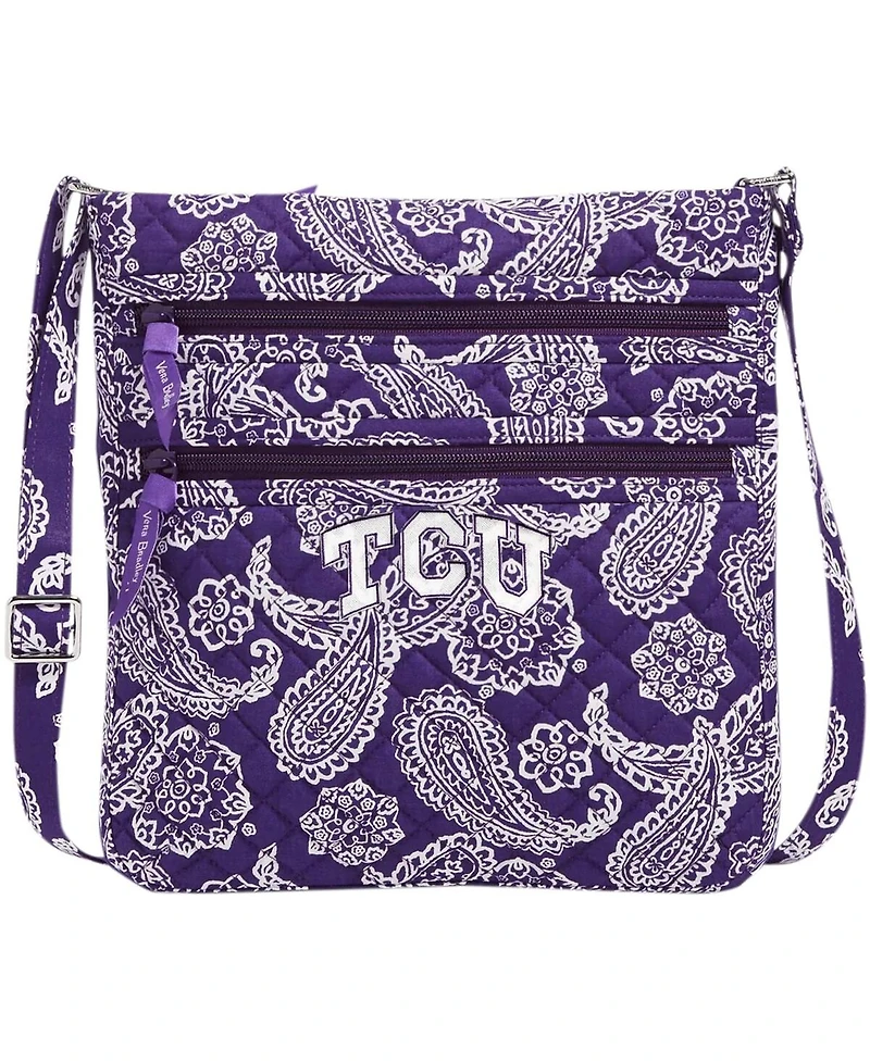 Vera Bradley Women's Tcu Horned Frogs Iconic Triple-Zip Bandana Hipster Crossbody Purse