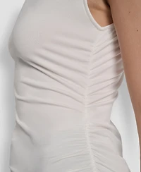 Dkny Women's Mock-Neck Sleeveless Side-ruched Knit Top, Regular & Petite