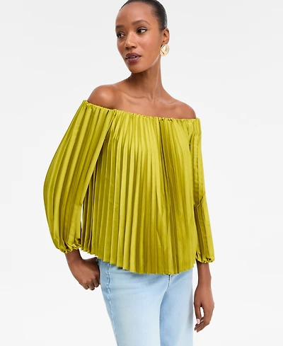 I.n.c. International Concepts Women's Off-The-Shoulder Pleated Blouse, Macy's Exclusive