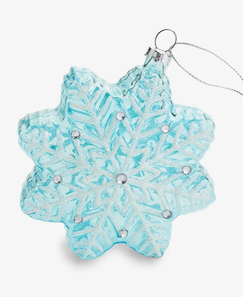 Holiday Lane Enchanted Emerald Blue Glass Snowflake Ornament, Macy's Exclusive