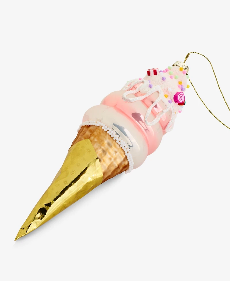 Holiday Lane Sugar Plum Glass Ice Cream Cone Ornament, Macy's Exclusive