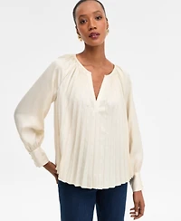 I.n.c. International Concepts Women's Pleated V-Neck Blouse, Macy's Exclusive