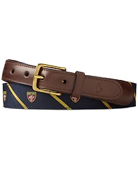Polo Ralph Lauren Leather-Trim Silk Jacquard Belt