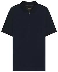 Boss by Hugo Men's Cotton-Silk Jacquard Zip-Neck Polo Shirt