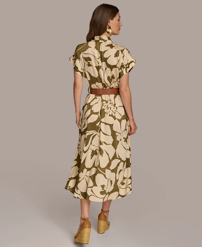 Donna Karan New York Women's Belted Short-Sleeve A-Line Dress