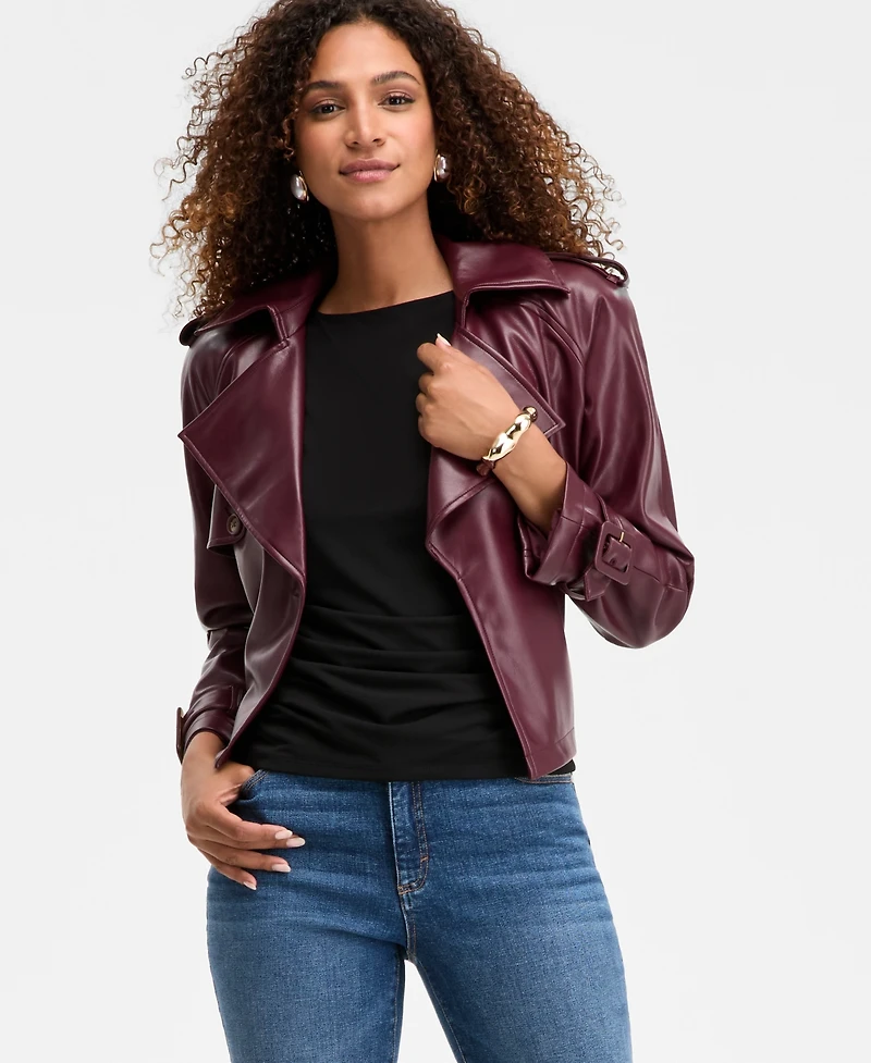 I.n.c. International Concepts Women's Short-Sleeve Ruched Boatneck Top, Macy's Exclusive