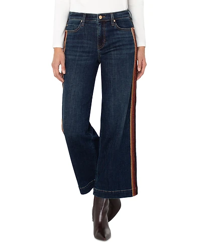 Liverpool Los Angeles Women's Mid-Rise Stride Wide-Leg Velvet-Trim Jeans