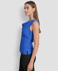 Dkny Women's Sleeveless Side-Slit Ruched Top