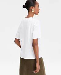 I.n.c. International Concepts Women's Short-Sleeve Grommet Top, Macy's Exclusive