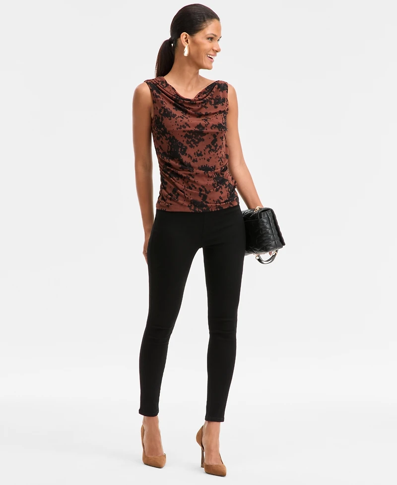I.n.c. International Concepts Women's Cowl-Neck Printed Sleeveless Top, Macy's Exclusive