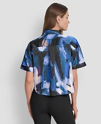 Dkny Women's Printed Flap-Pocket Camp Shirt