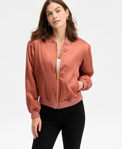 I.n.c. International Concepts Women's Satin Bomber Jacket, Macy's Exclusive