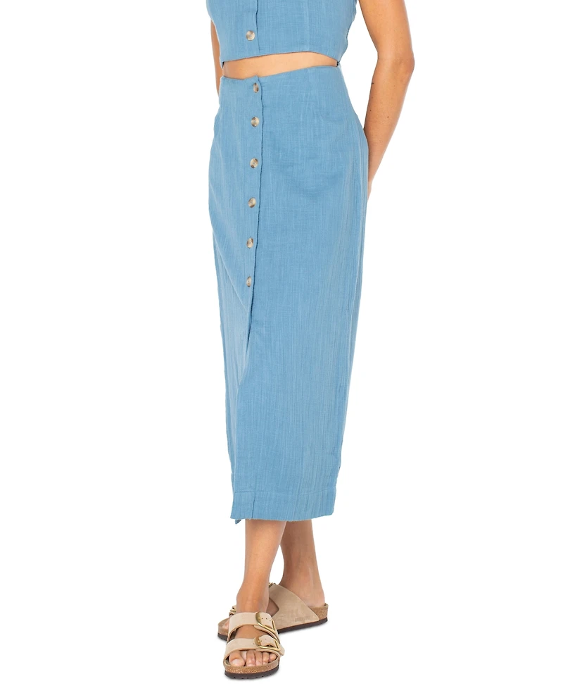 Roxy Juniors' Island Nomad Cotton Button-Front Midi Skirt